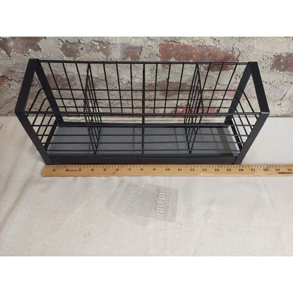 Black Metal Wire Utensil Flatware Organizer Kitchen Caddy 3 Compartment